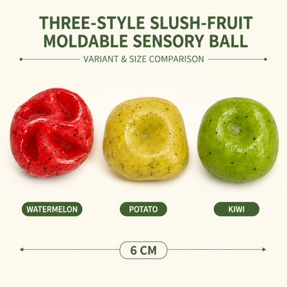 Three-Style Slush-Fruit Moldable Sensory Ball – 6 cm — Variants and size