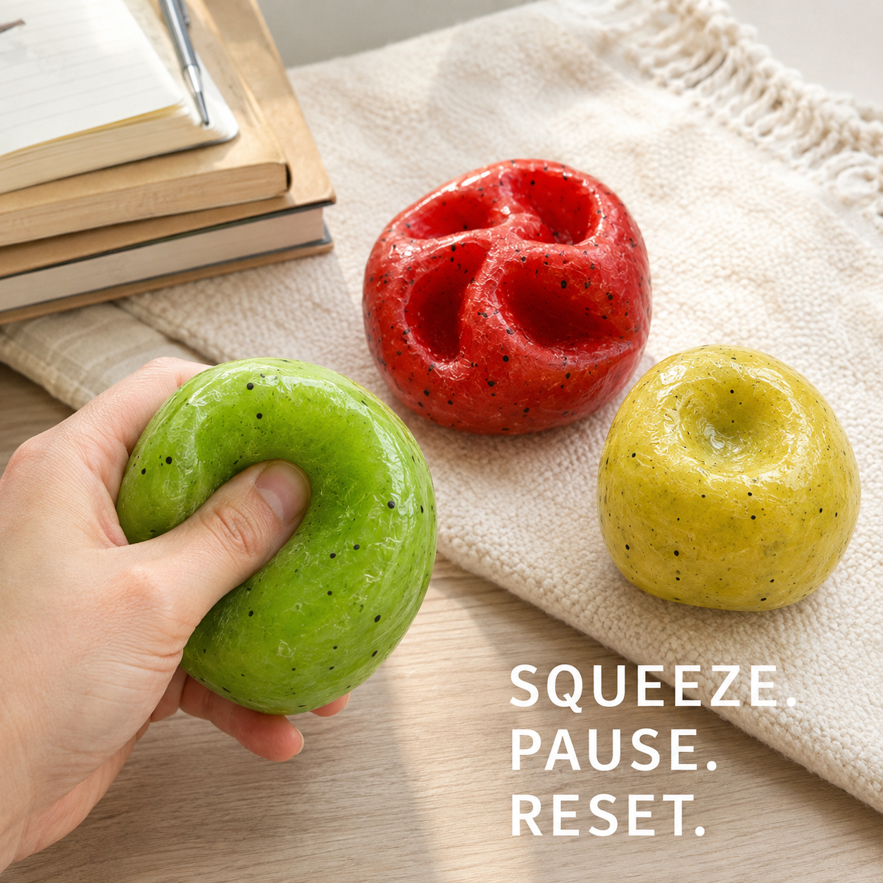 Three-Style Slush-Fruit Moldable Sensory Ball – 6 cm — Lifestyle use