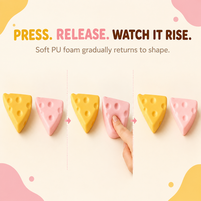 Small cheese squishy press release and slow rise in yellow and pink