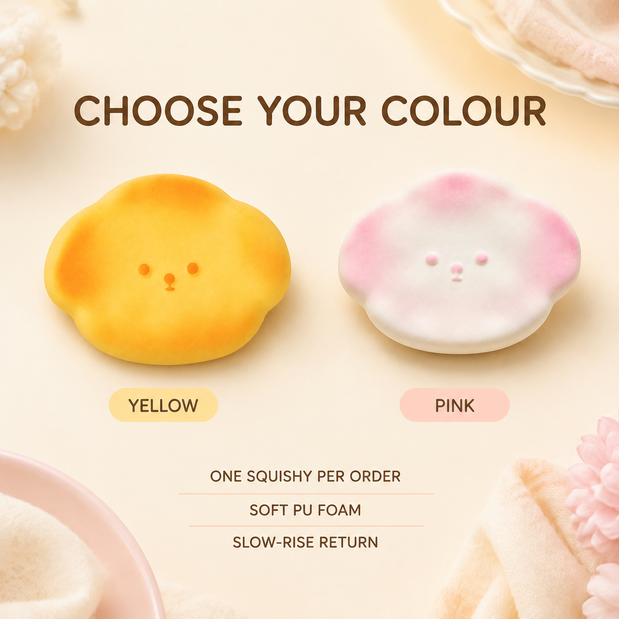 Yellow and pink snow cake dog colour options