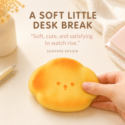 Snow cake dog slow-rise squishy lifestyle scene