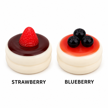 Strawberry and blueberry soufflé squeeze toy variants