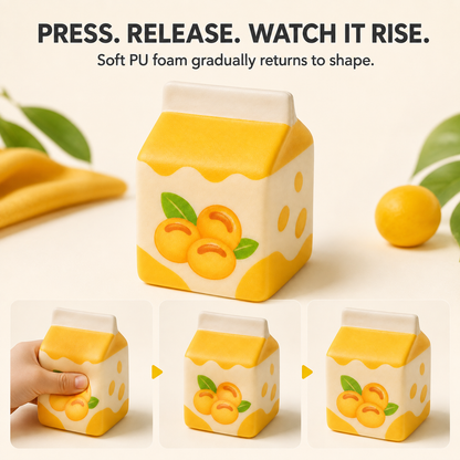 Soy milk carton slow-rise squishy press release and rise action guide