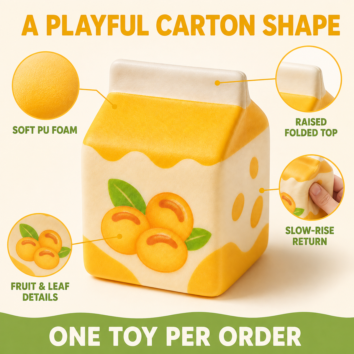 Soy milk carton slow-rise squishy product features