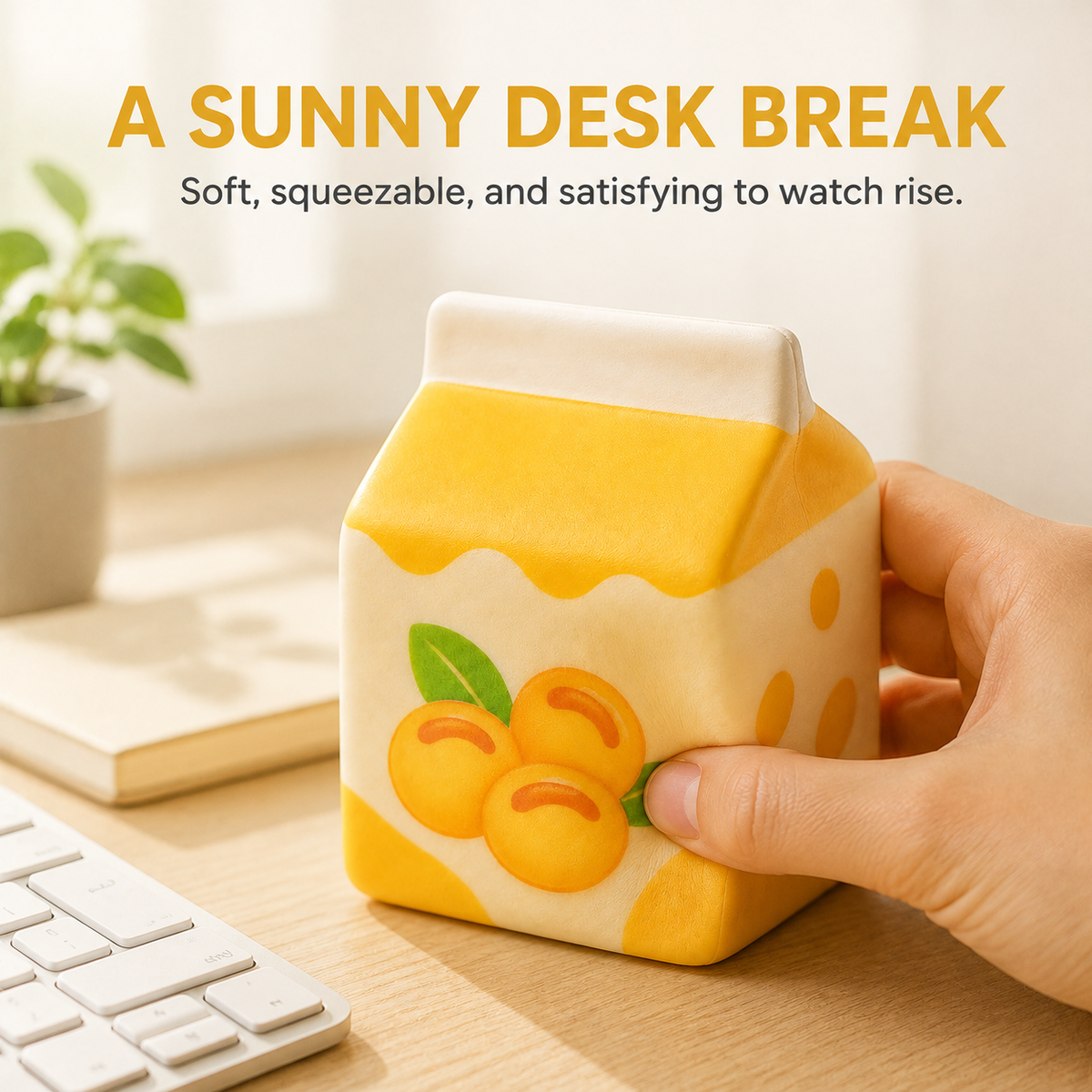 Soy milk carton slow-rise squishy as a sunny desk break