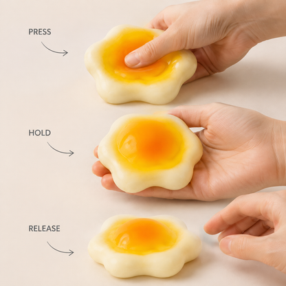 Soymilk fluid-filled sensory squeeze toy press hold release guide