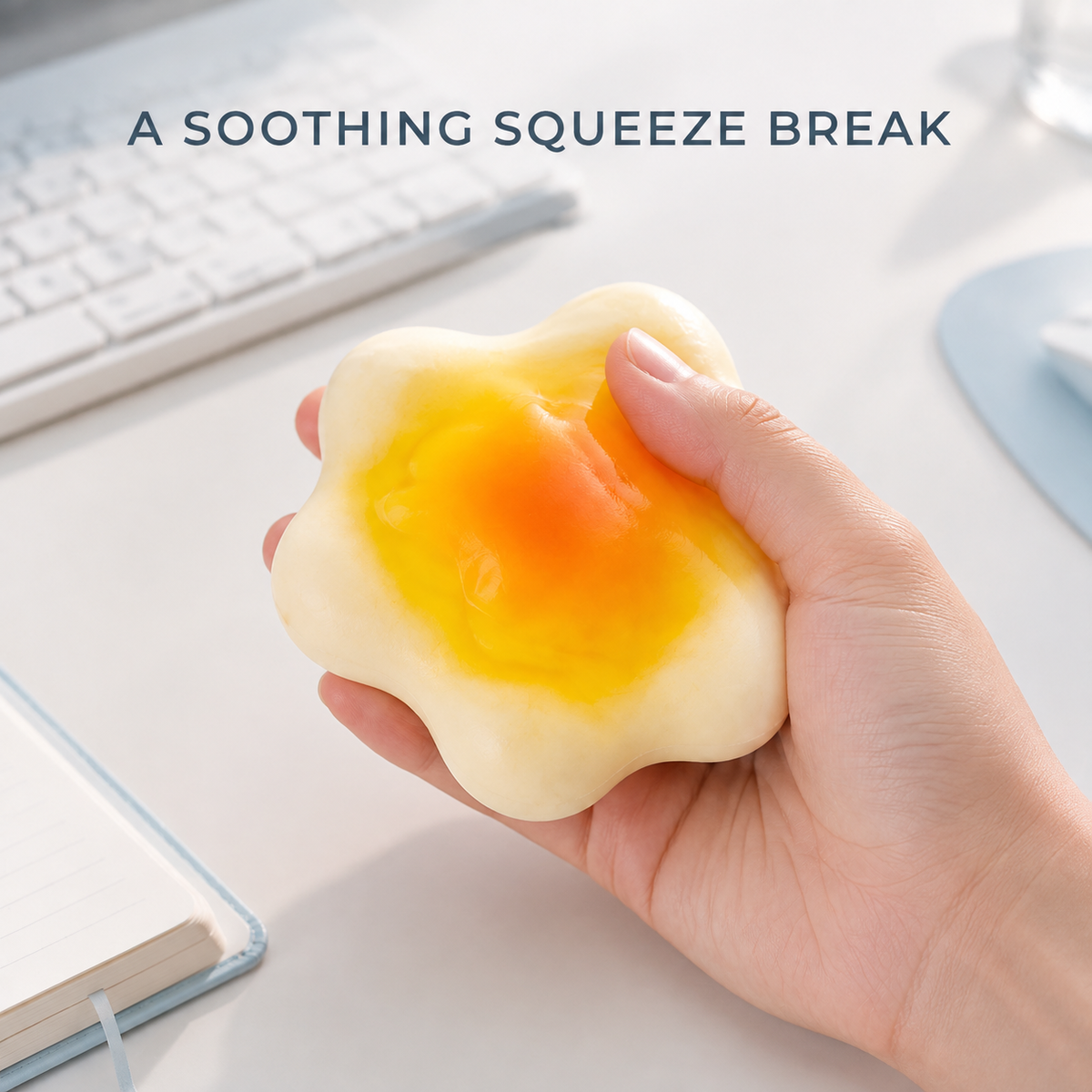 Soymilk fluid-filled sensory squeeze toy lifestyle use