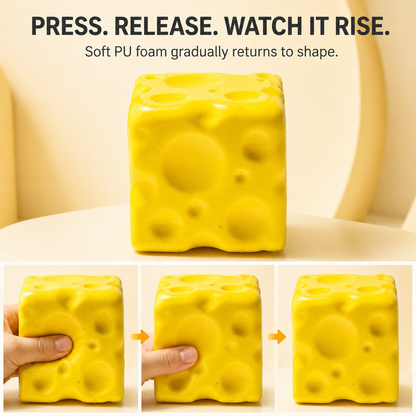 Large square cheese slow-rise squishy press release and rise action guide