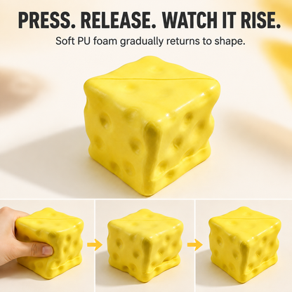 Compact square cheese slow-rise squishy press release and rise action guide