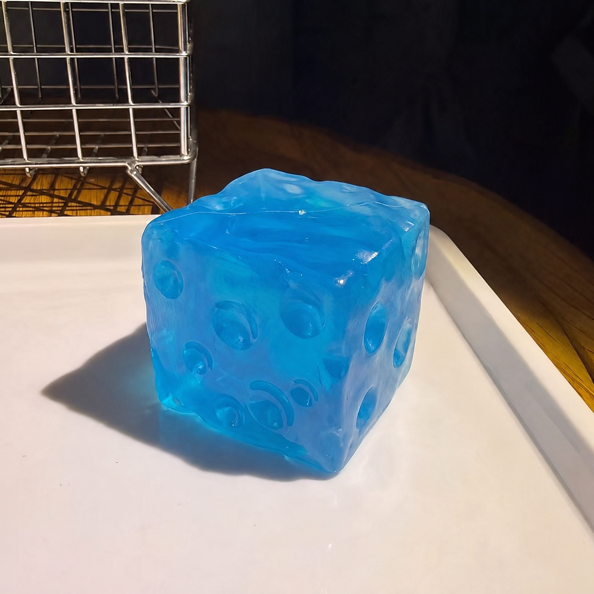 Square Cheese Sensory Squishy – 7.5 cm - Blue