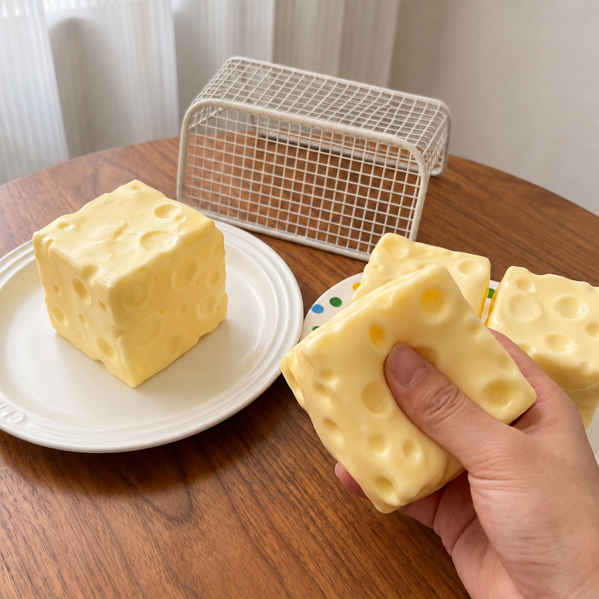 Square Cheese Sensory Squishy – 7.5 cm - Yellow