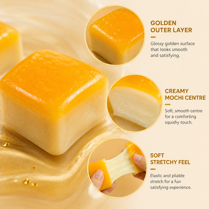 Rice-cake golden outer layer creamy centre and stretchy feel details