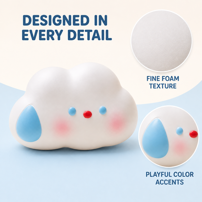 Sweating cloud squishy foam texture and colorful face details