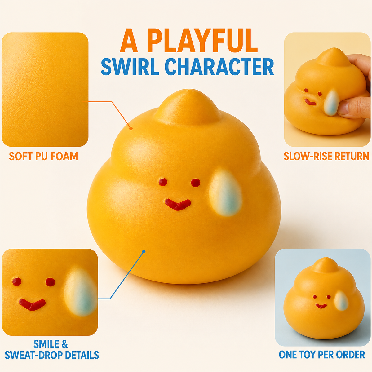 Sweating emoji slow-rise squishy product features