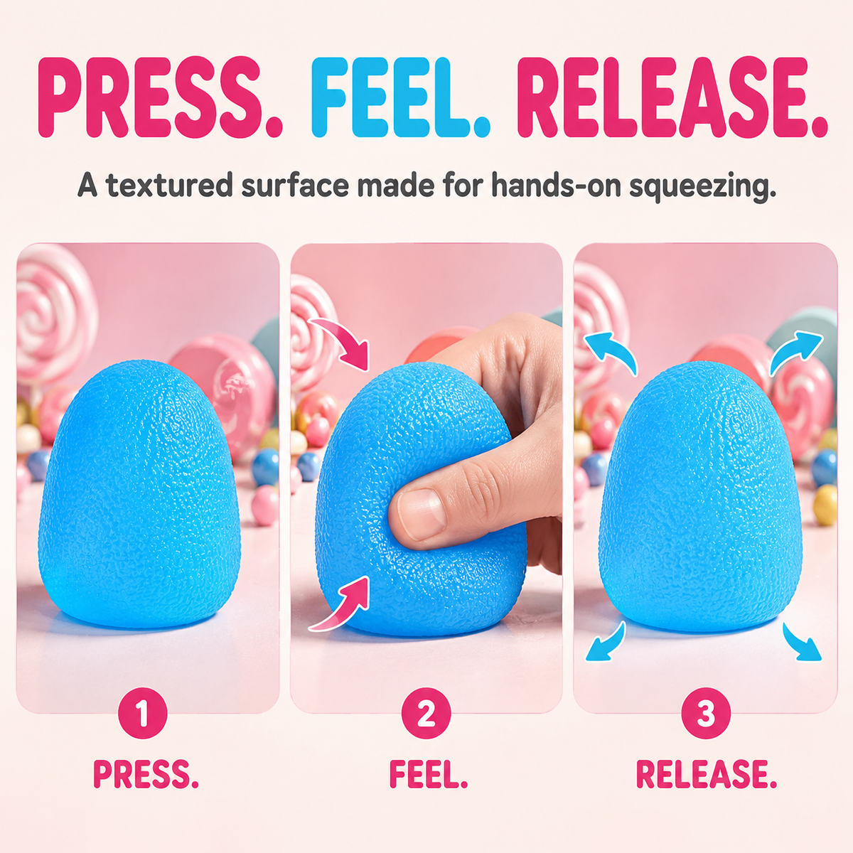 Textured dome press feel and release sequence