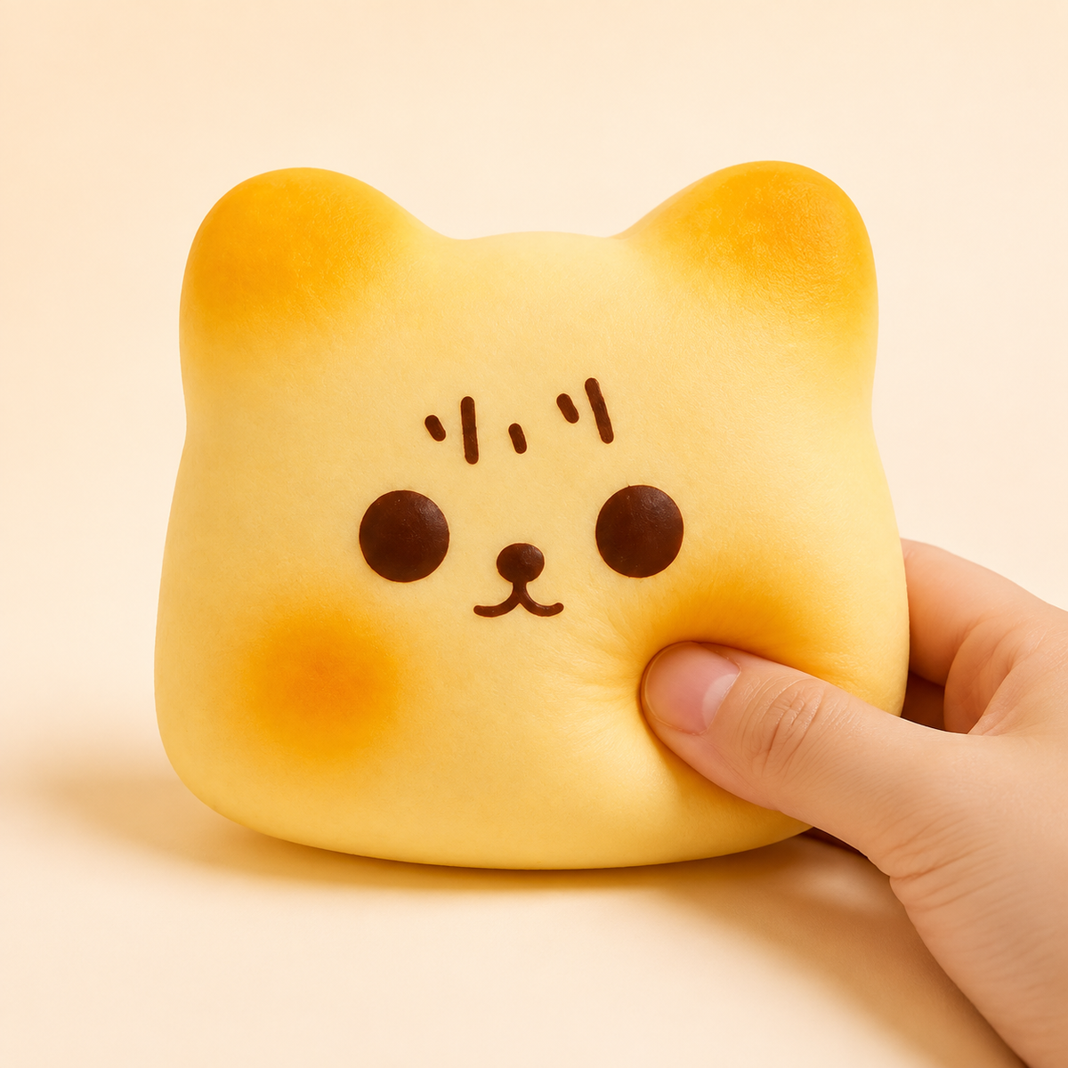 Toast cat PU squishy with hand pressing the side