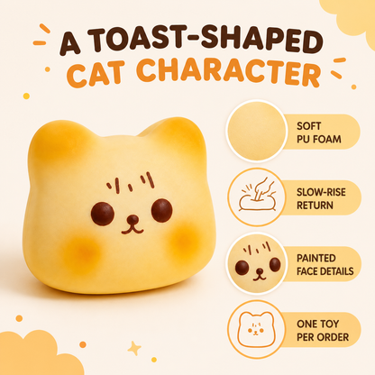 Toast cat PU squishy features