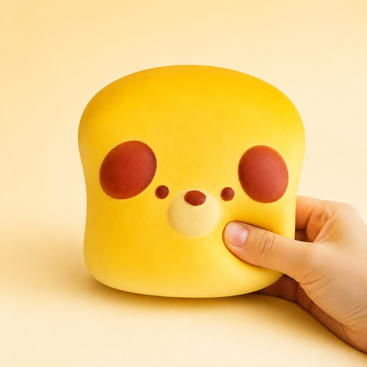 Toast dog PU squishy with hand pressing the side