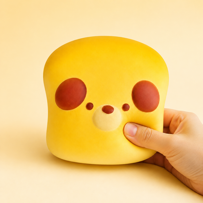 Toast dog PU squishy with hand pressing the side
