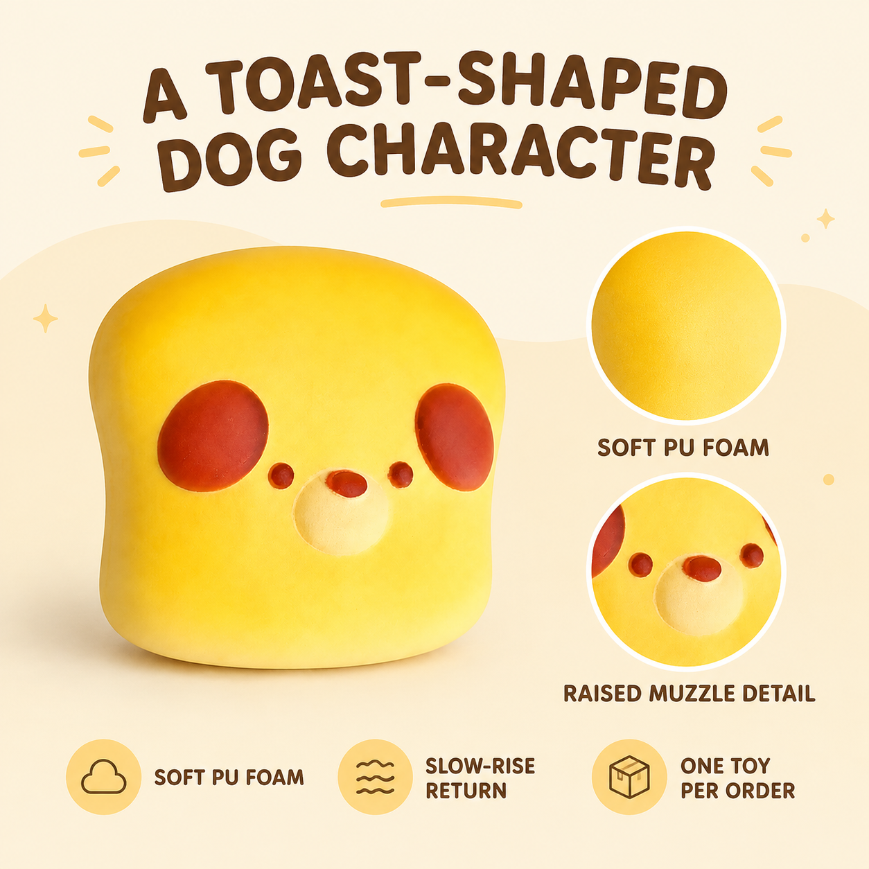 Toast dog PU squishy features