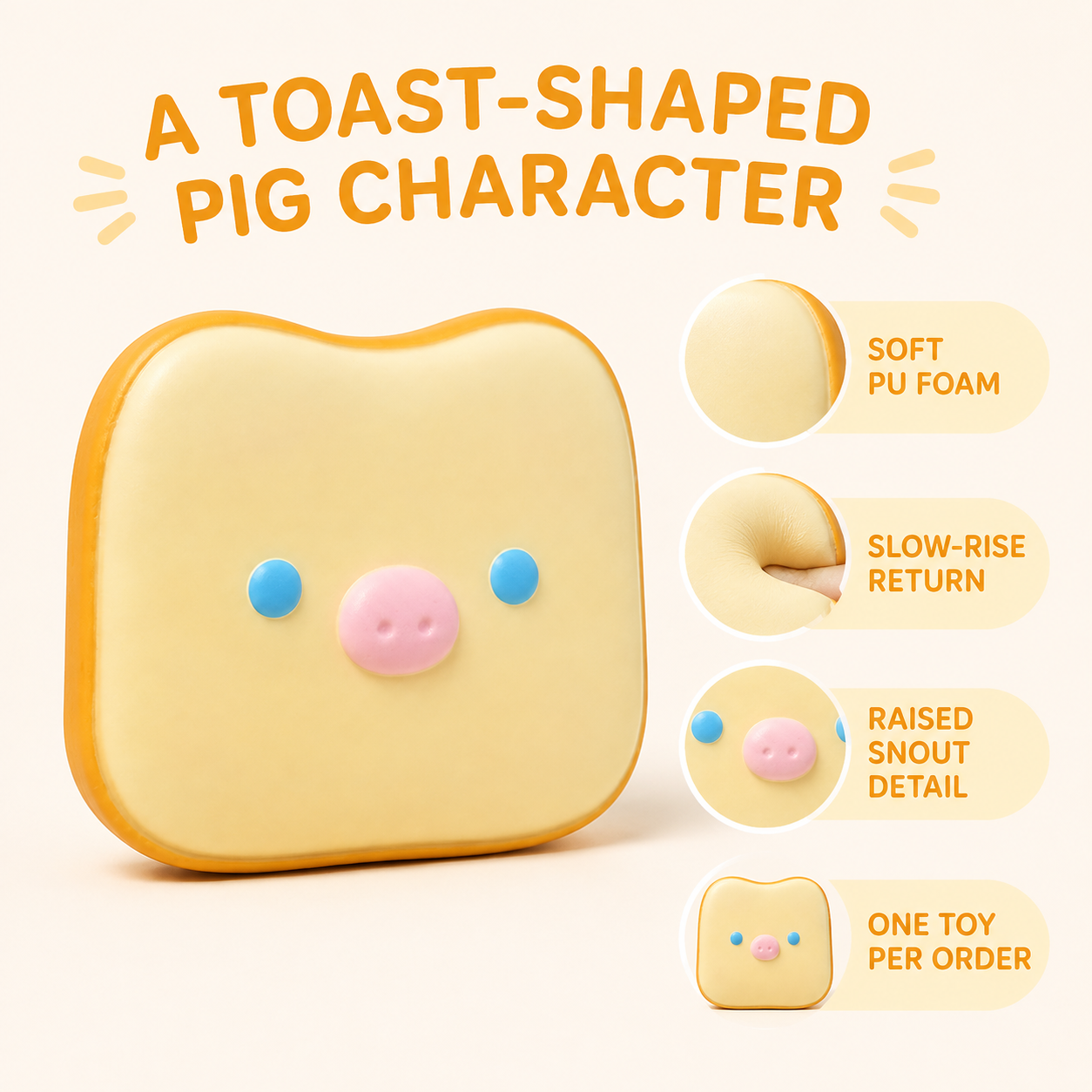 Toast pig squishy product features