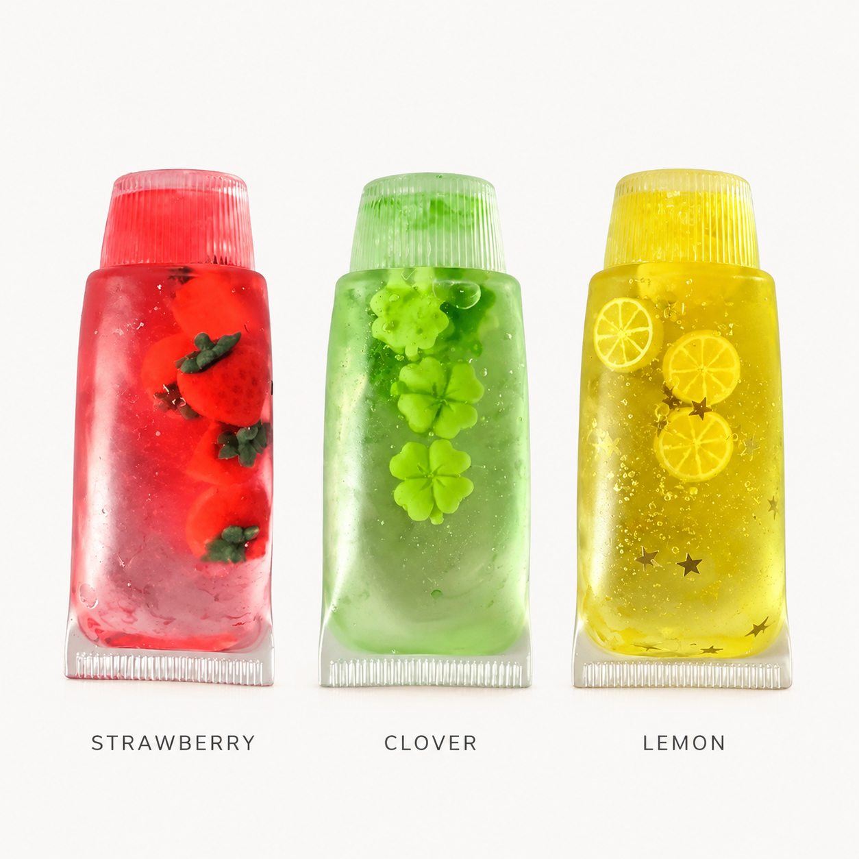 Strawberry clover and lemon toothpaste-tube sensory toy styles