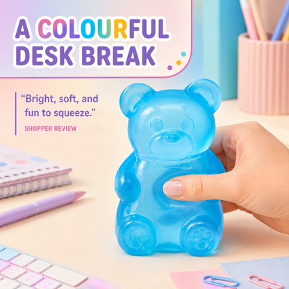 Translucent gummy bear squeeze toy lifestyle scene