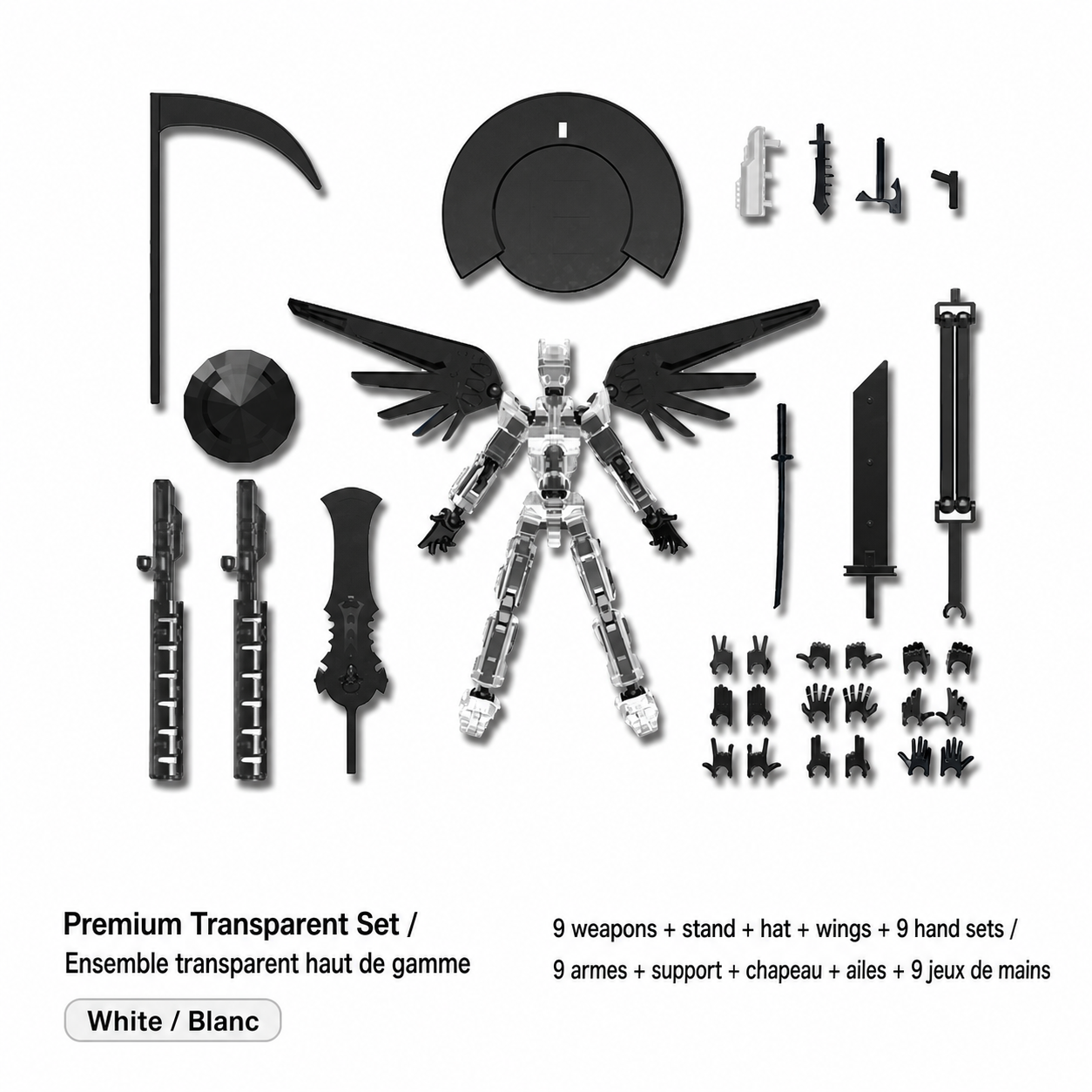 Premium transparent articulated figure set in White