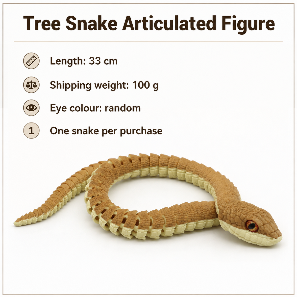 Tree Snake Articulated Figure - 33CM; Eye colour random