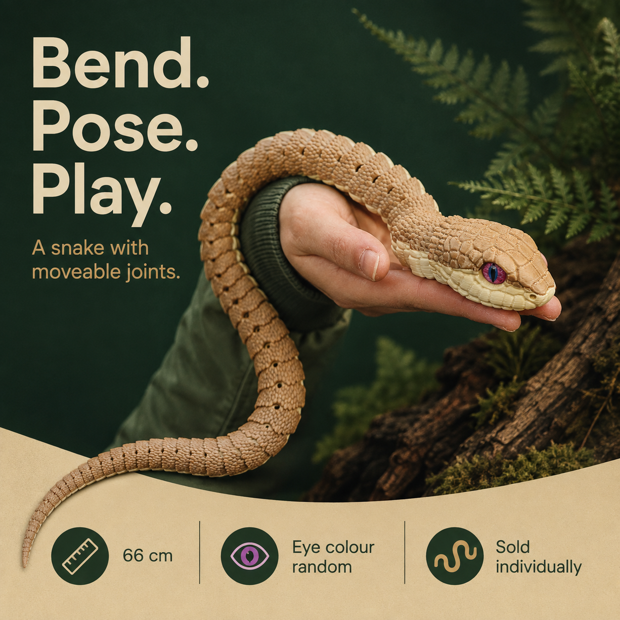Tree Snake Articulated Figure - 66CM; Eye colour random