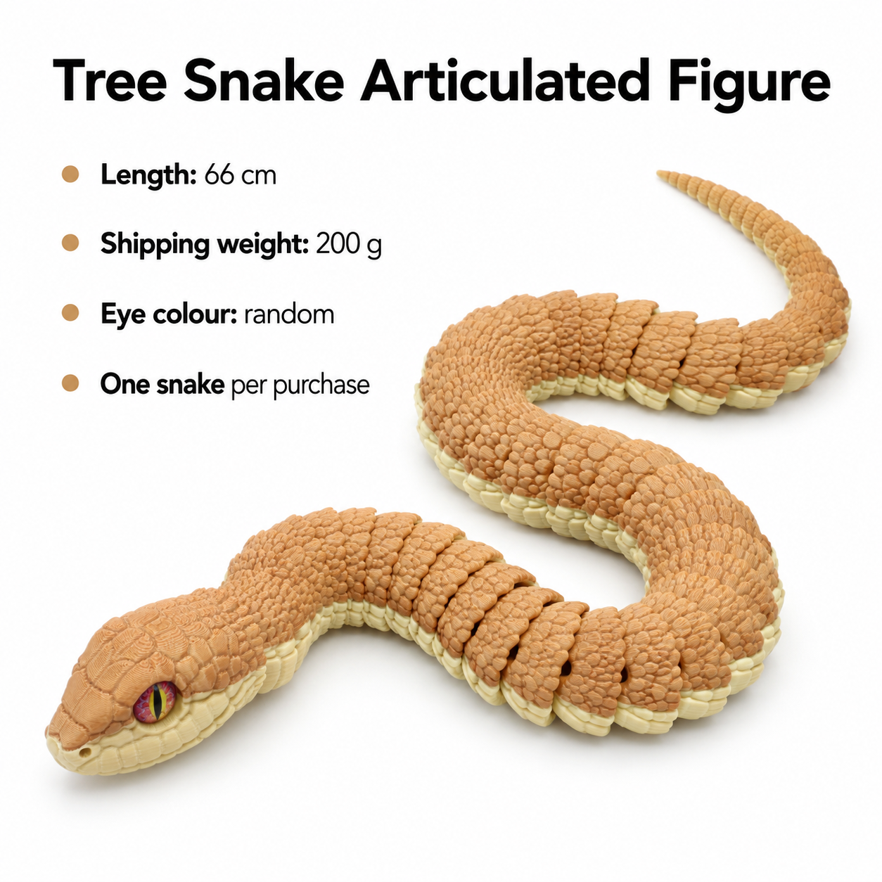 Tree Snake Articulated Figure - 66CM; Eye colour random