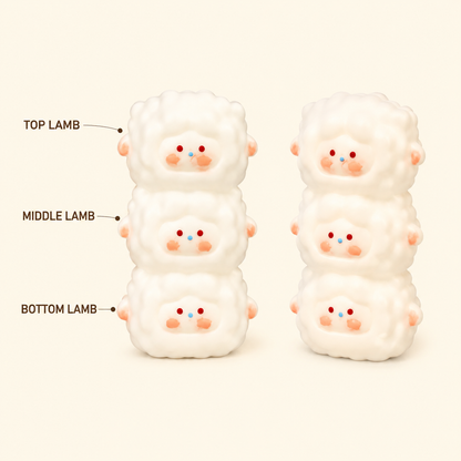 Triple-lamb top middle and bottom character study