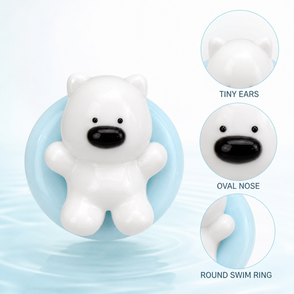 Westie swim-ring tiny ears oval nose and round ring details