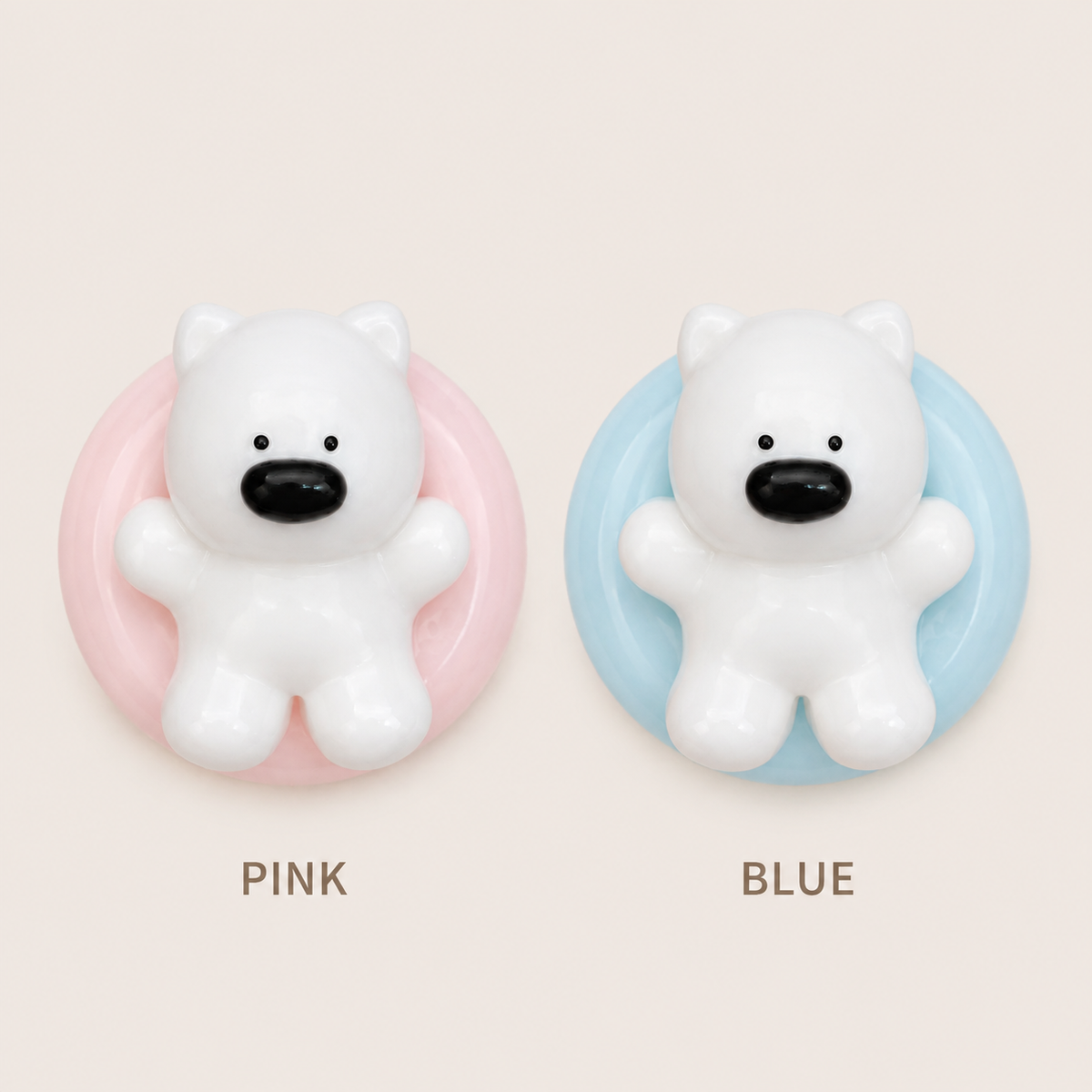Pink and blue Westie swim-ring squeeze toy variants