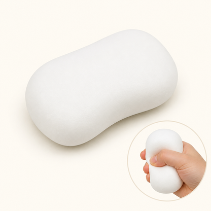 White Soap Bar Crunchy Squishy — main image with squeeze demonstration