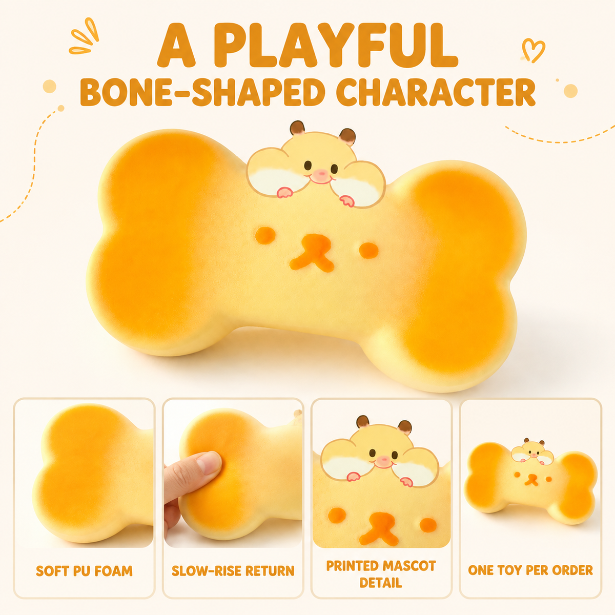 Yellow bone squishy product features