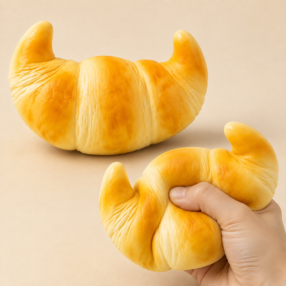 Yellow Croissant Slow-Rise PU Sensory Squeeze Toy — Hero image