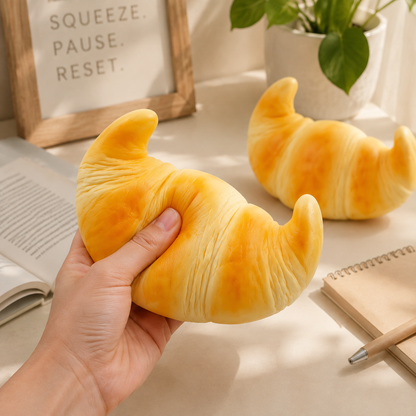 Yellow Croissant Slow-Rise PU Sensory Squeeze Toy — Lifestyle use