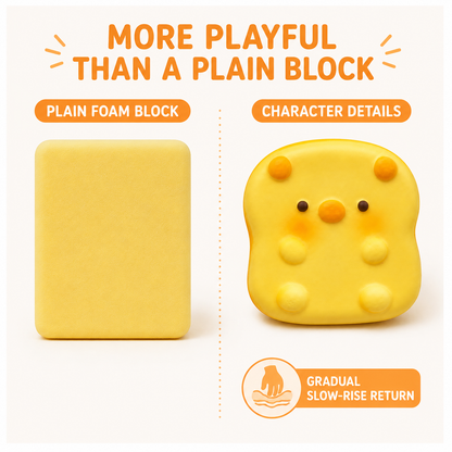 Yellow pig character squishy feature comparison