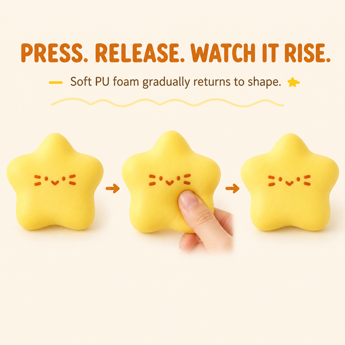 Yellow star squishy press release and slow rise