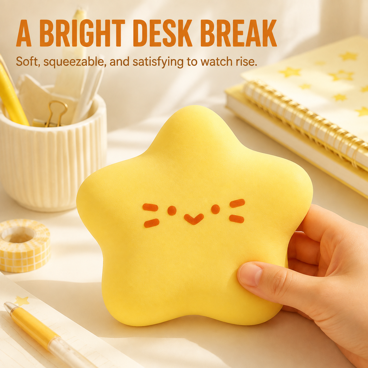 Yellow star squishy desk lifestyle
